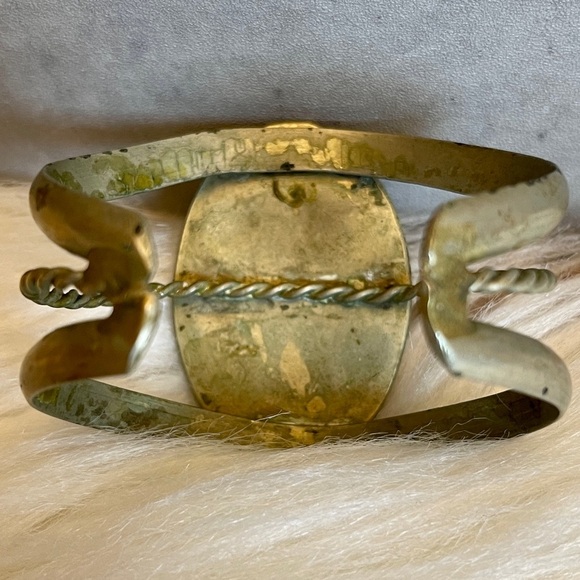 Zuni Turquoise and Coral Inlaid Stone Sterling Silver Bird Cuff Bracelet - Picture 6 of 16